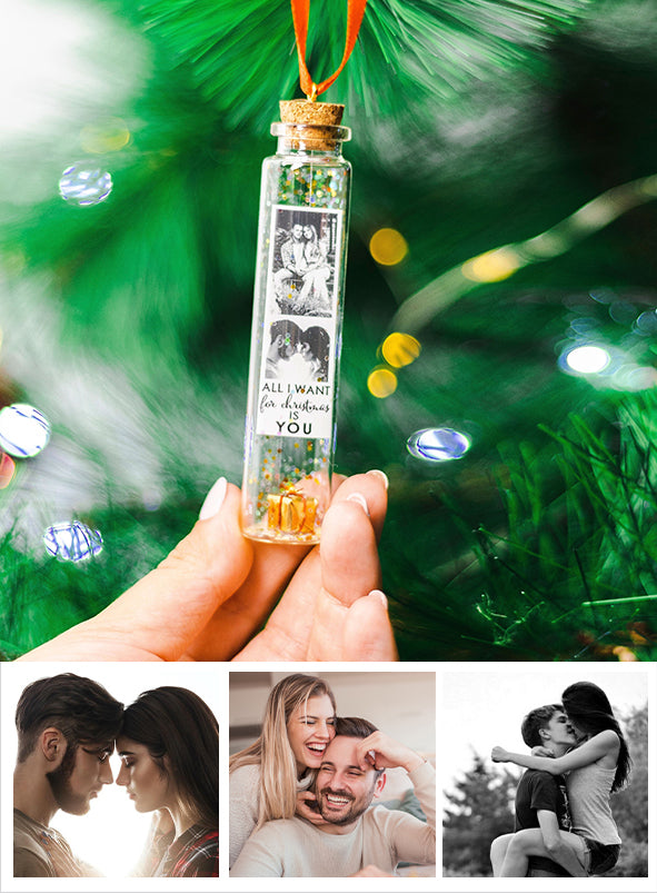 Mini-Flaschenanhänger mit Pärchenfoto – Geschenk für Ehemann, Ehefrau, Freund, Freundin – Personalisierter Mini-Flaschenanhänger