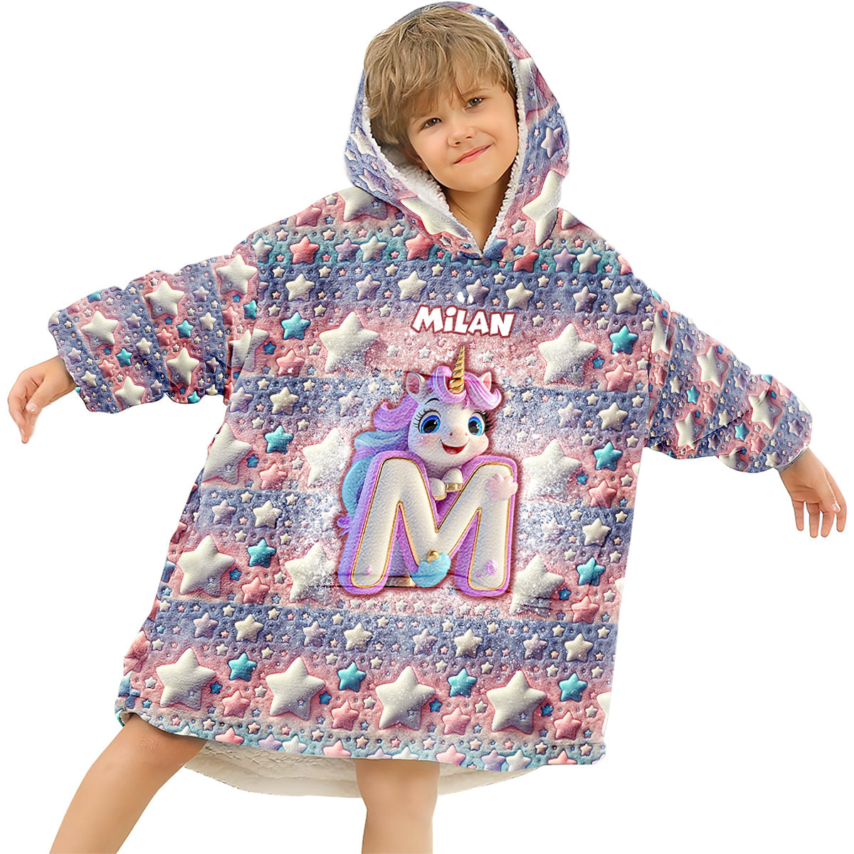 Cute Unicorn - Personalized Kid Blanket Hoodie