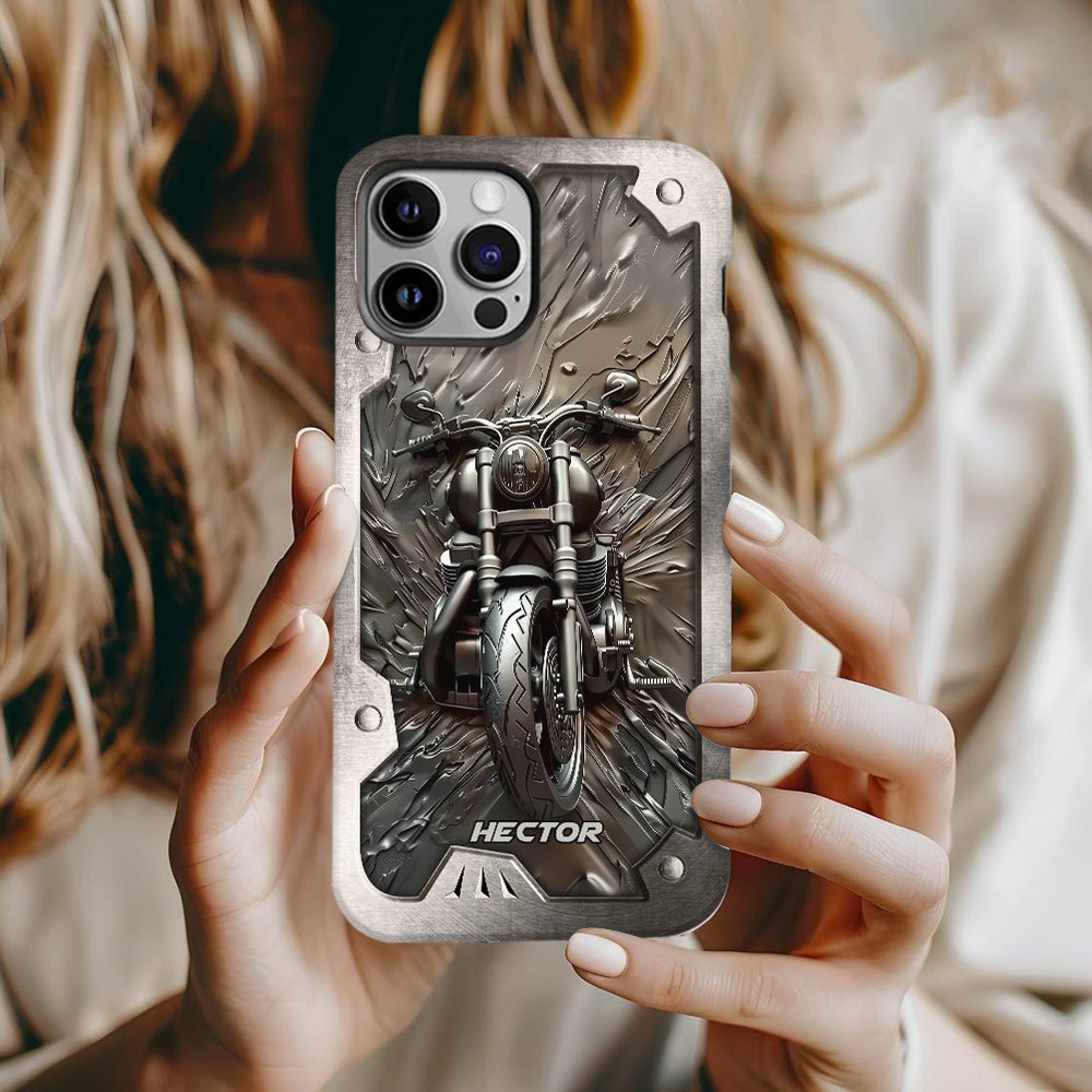 Vintage-Motorrad – Personalisierte Handyhülle mit Biker-Motiv und Volldruck
