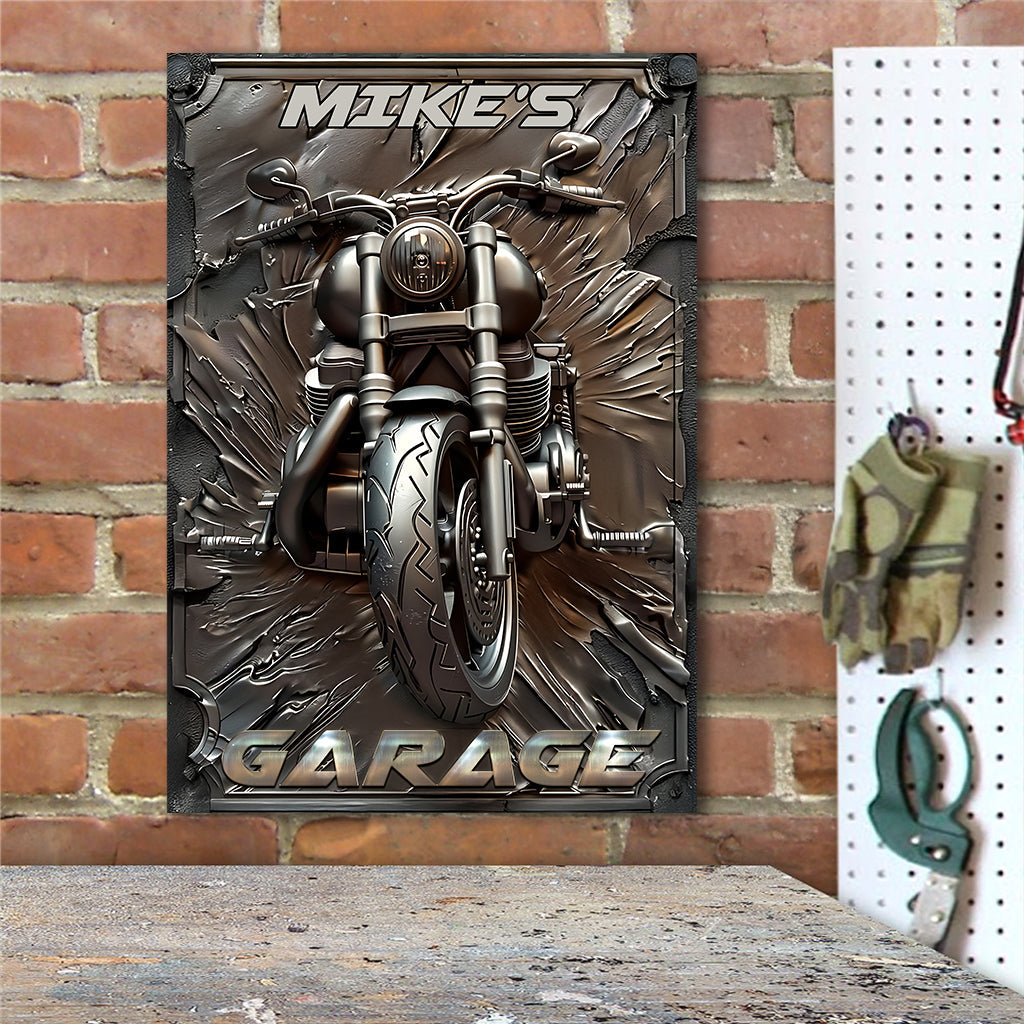 Vintage-Motorrad – Personalisiertes rechteckiges Metallschild für Biker