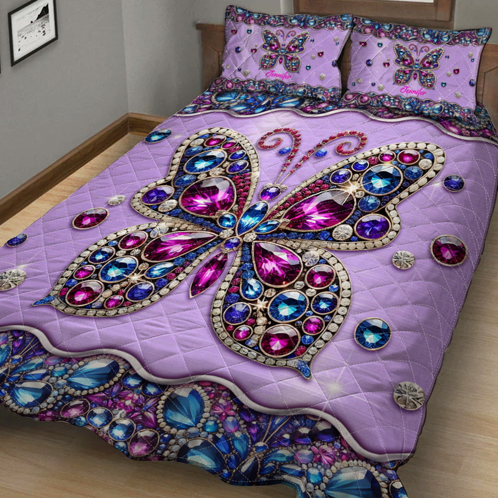 Sparkle Butterfly - Personalized Butterfly Quilt Set