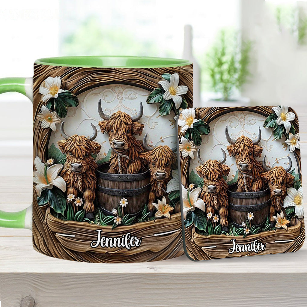 Liebe Hochlandrinder - Personalisierte Tasse
