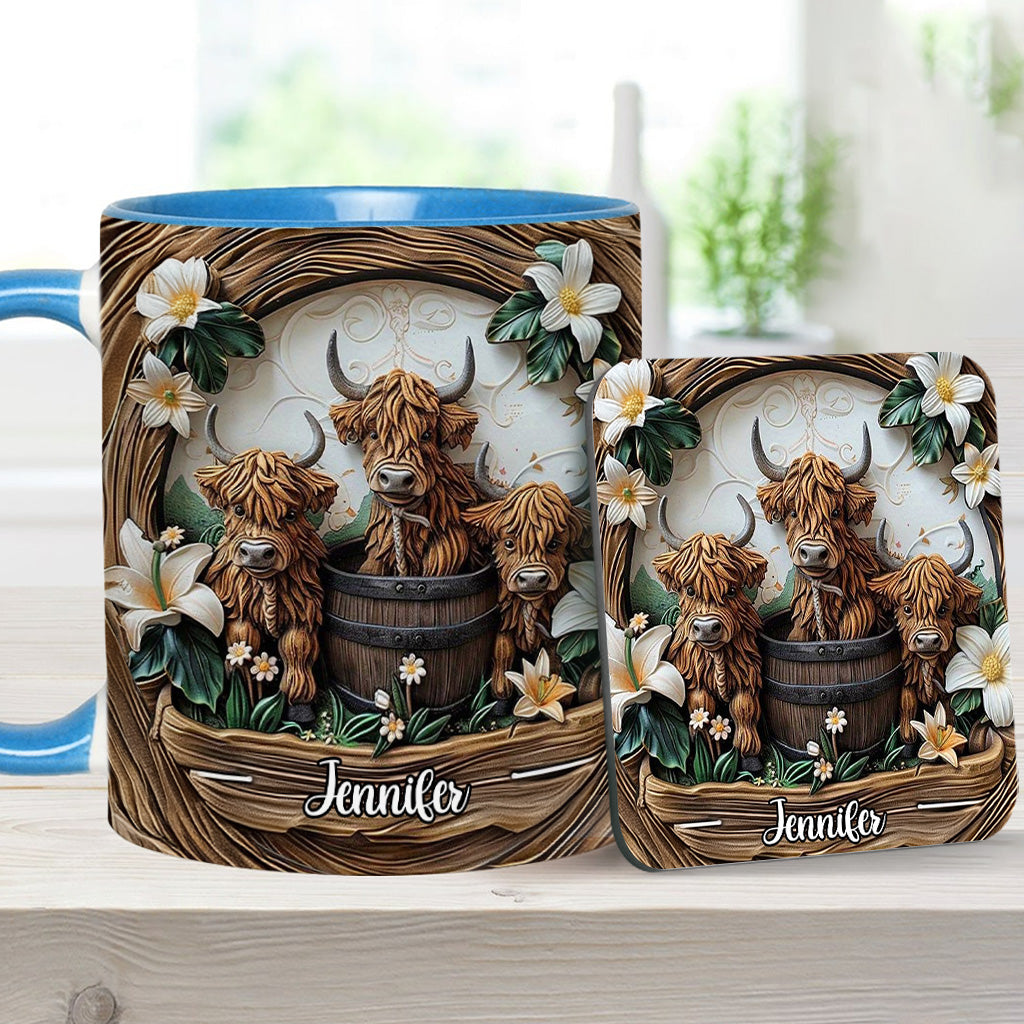 Liebe Hochlandrinder - Personalisierte Tasse
