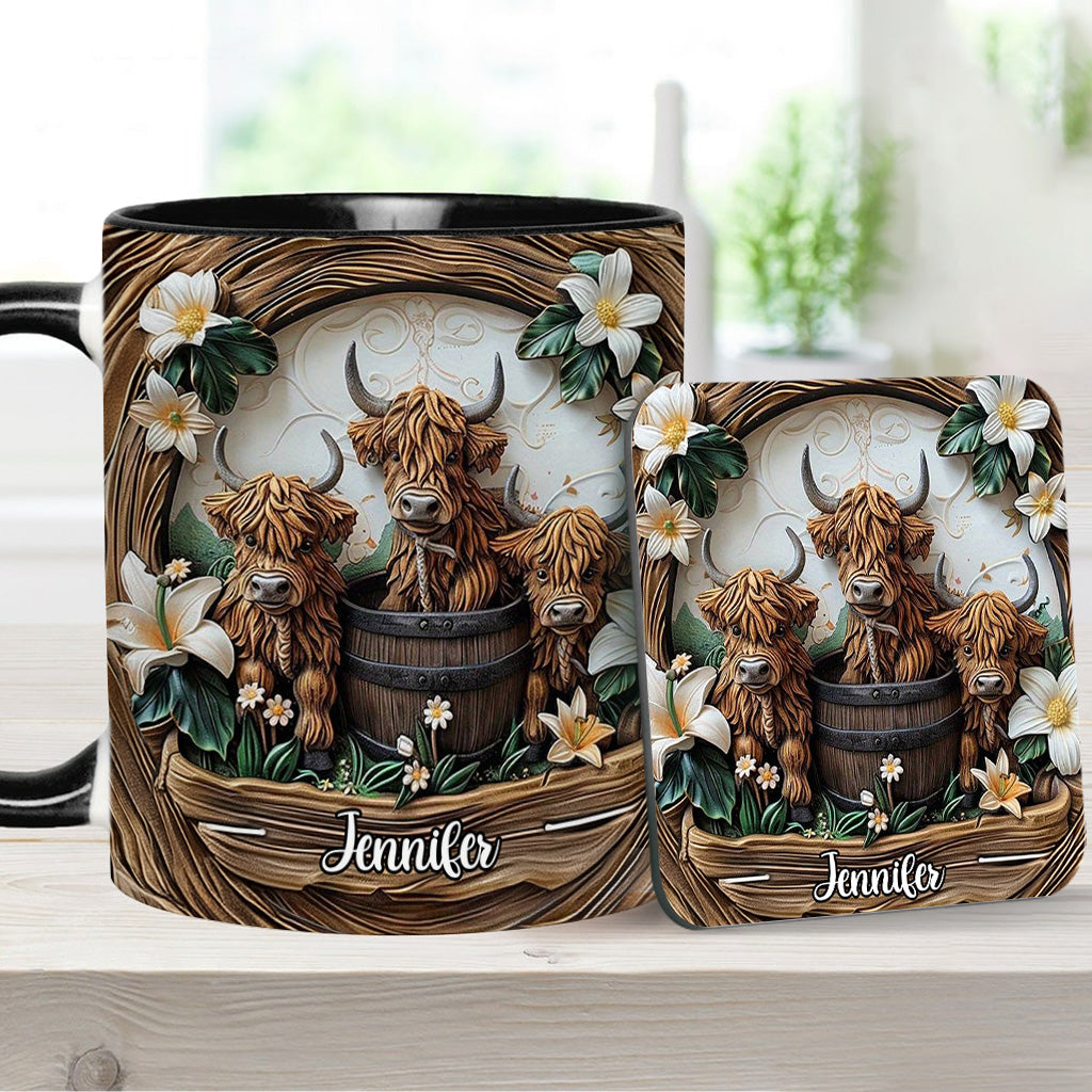 Liebe Hochlandrinder - Personalisierte Tasse