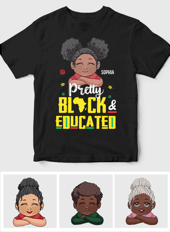 Hübsch, schwarz und gebildet – personalisiertes T-Shirt und Hoodie für Afroamerikanerinnen