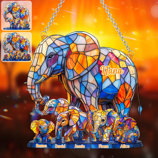 We Love You Mom Grandma Aunt - Personalized Mother Window Hanging Suncatcher Ornament