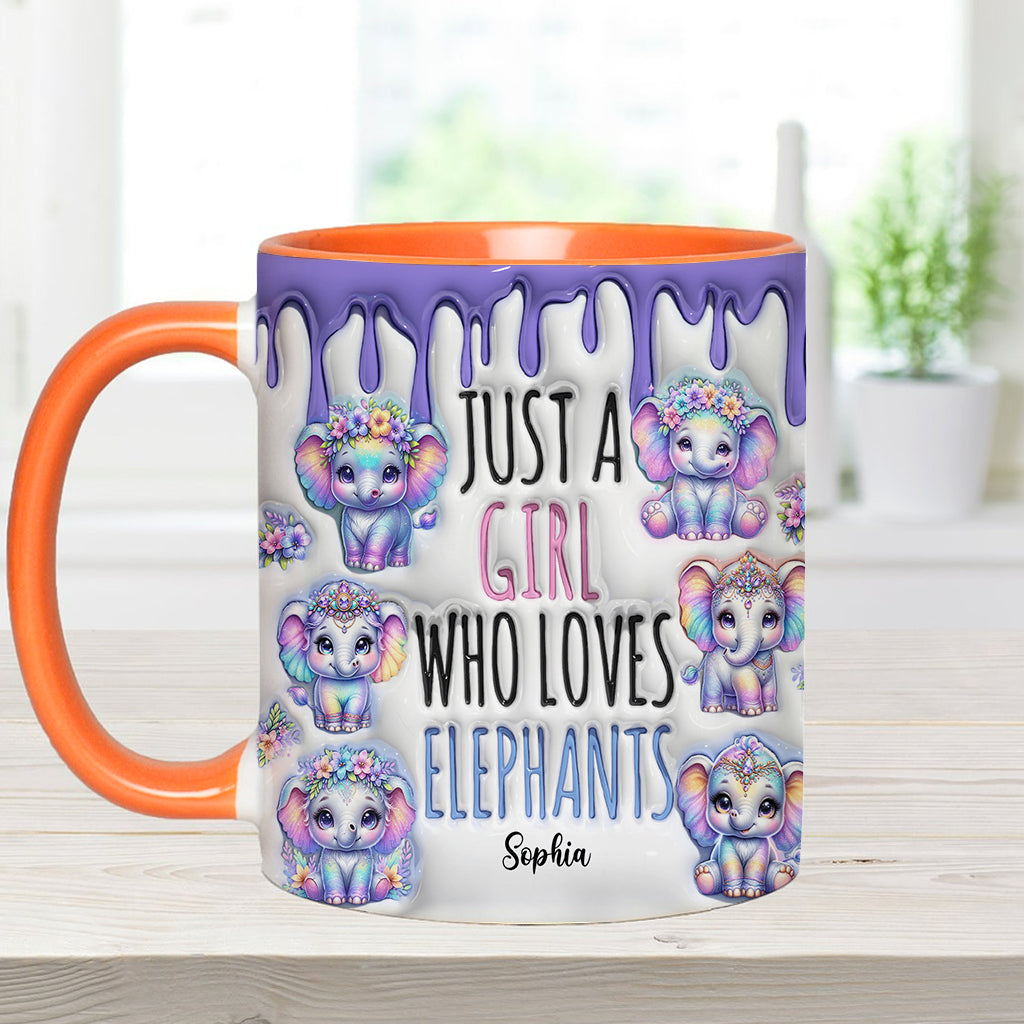 Einfach ein Mädchen, das Elefanten liebt – personalisierte Tasse mit Elefantenmotiv