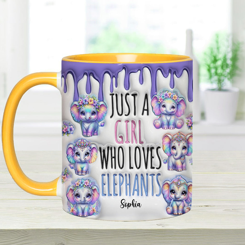 Einfach ein Mädchen, das Elefanten liebt – personalisierte Tasse mit Elefantenmotiv