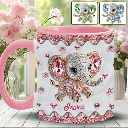 Einfach ein Mädchen, das Elefanten liebt – personalisierte Tasse mit Elefantenmotiv