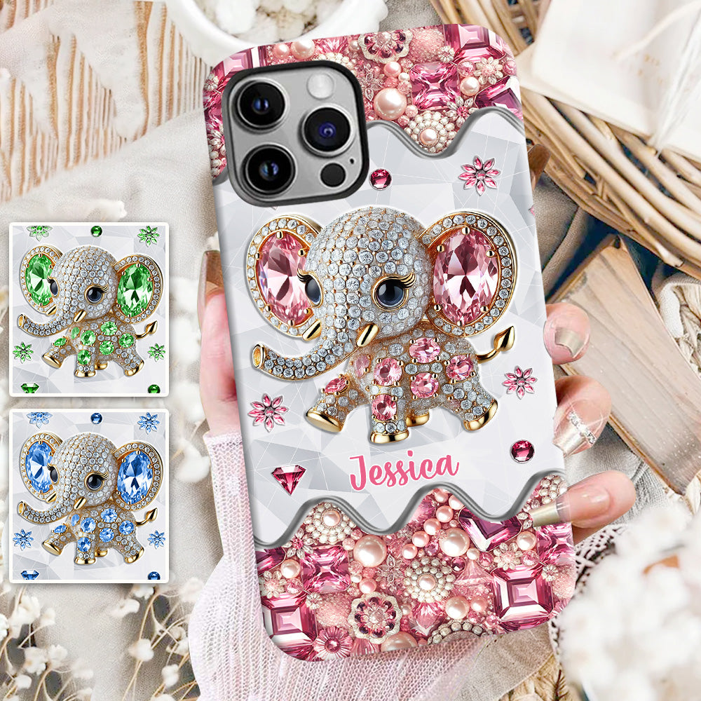 Einfach ein Mädchen, das Elefanten liebt – Personalisierte Handyhülle mit Elefanten-Vollbild