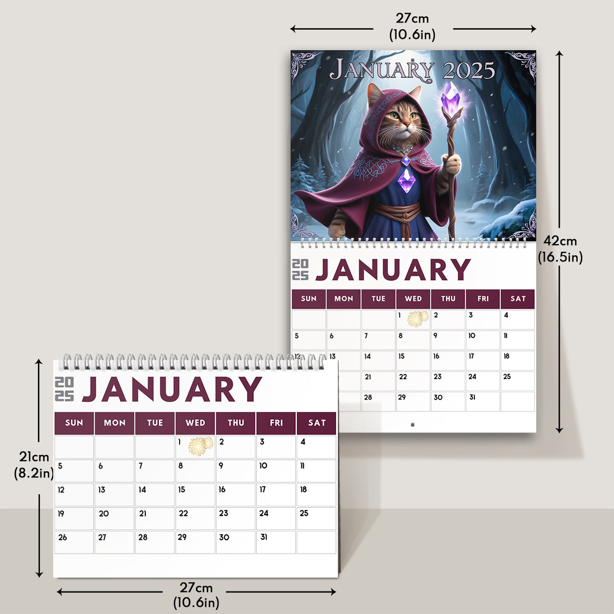 Quest Cat 2025 – Personalisierter Katzen-Wandkalender & Tischkalender