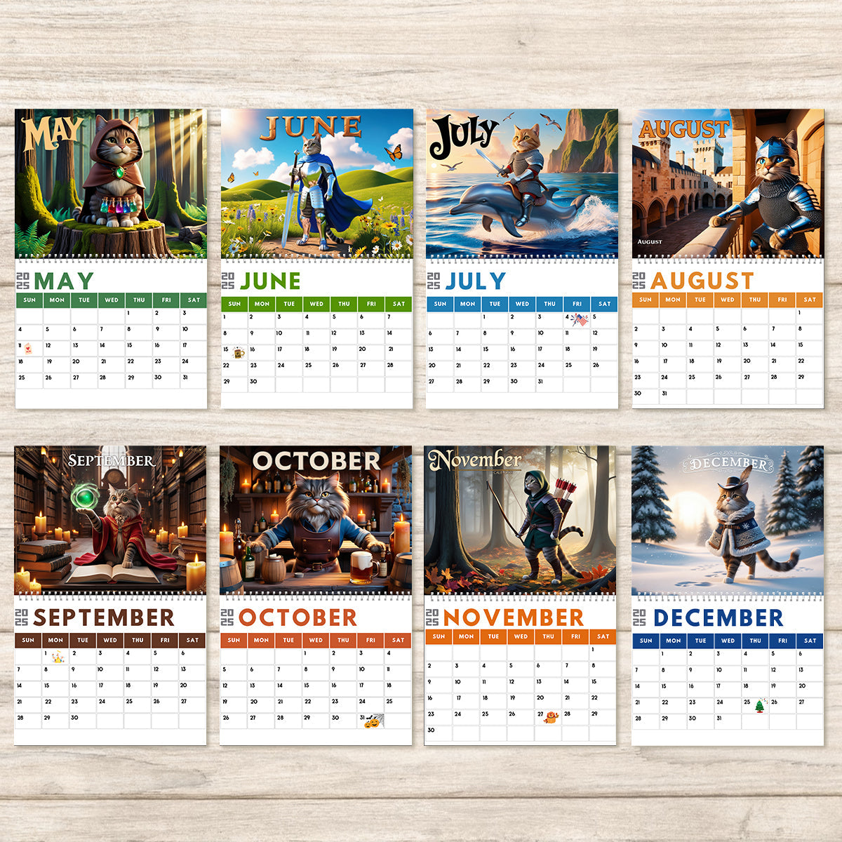 Quest Cat 2025 – Personalisierter Katzen-Wandkalender & Tischkalender