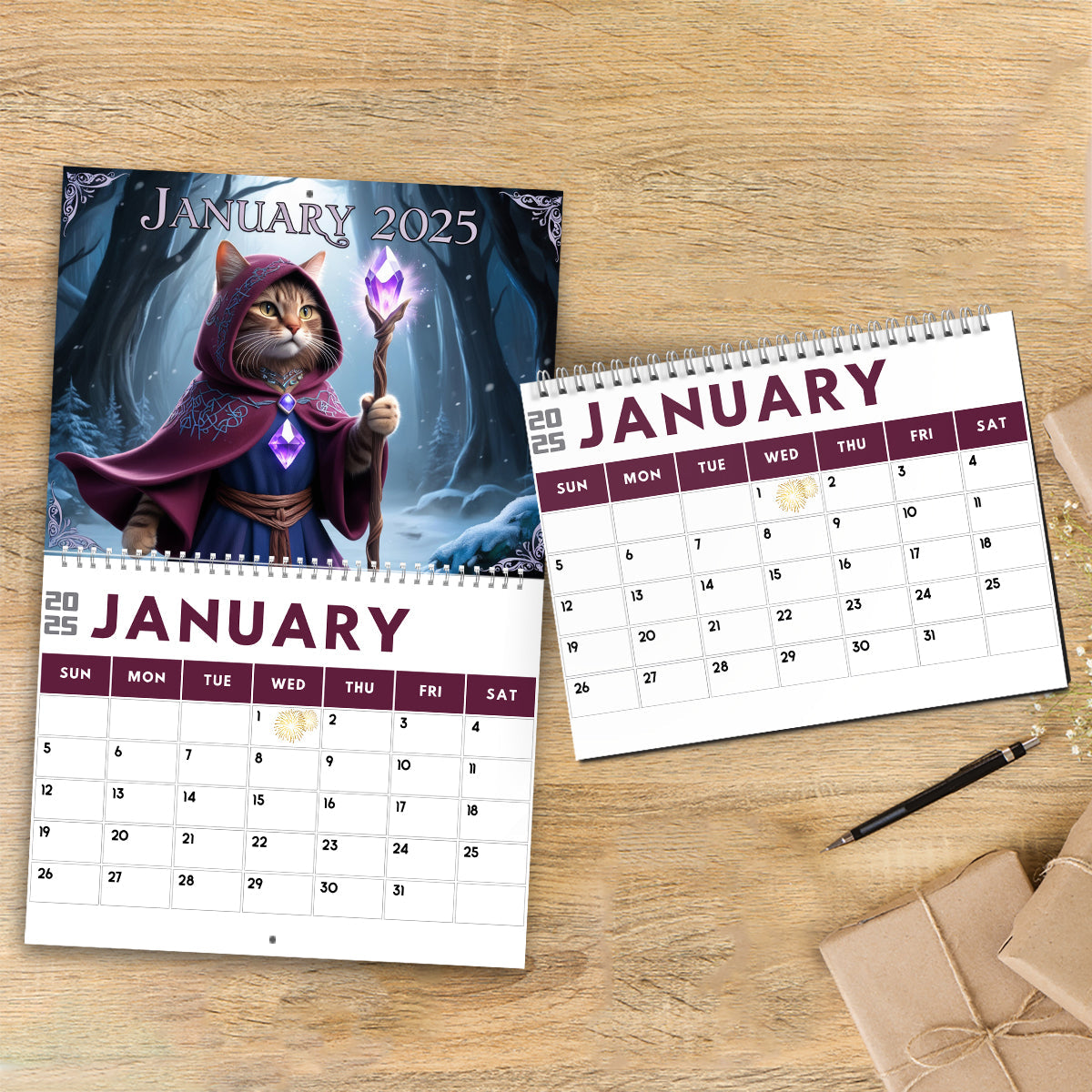 Quest Cat 2025 – Personalisierter Katzen-Wandkalender & Tischkalender