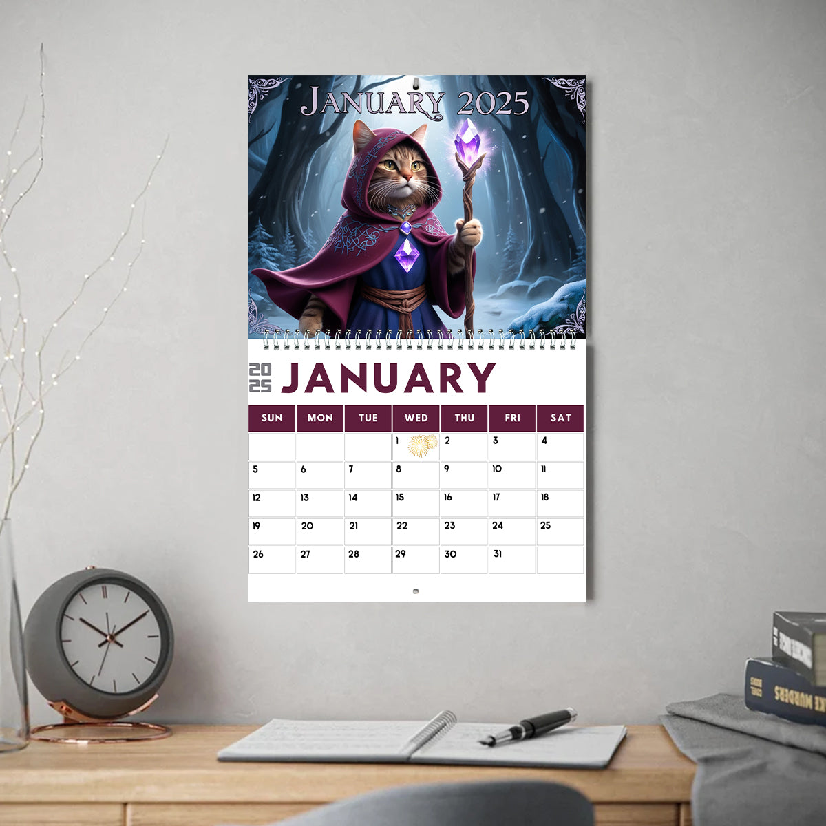 Quest Cat 2025 – Personalisierter Katzen-Wandkalender & Tischkalender