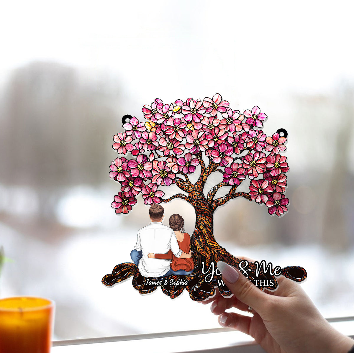 Du & Ich – Personalisierter Sonnenfänger für Paare – Fensterhänger 