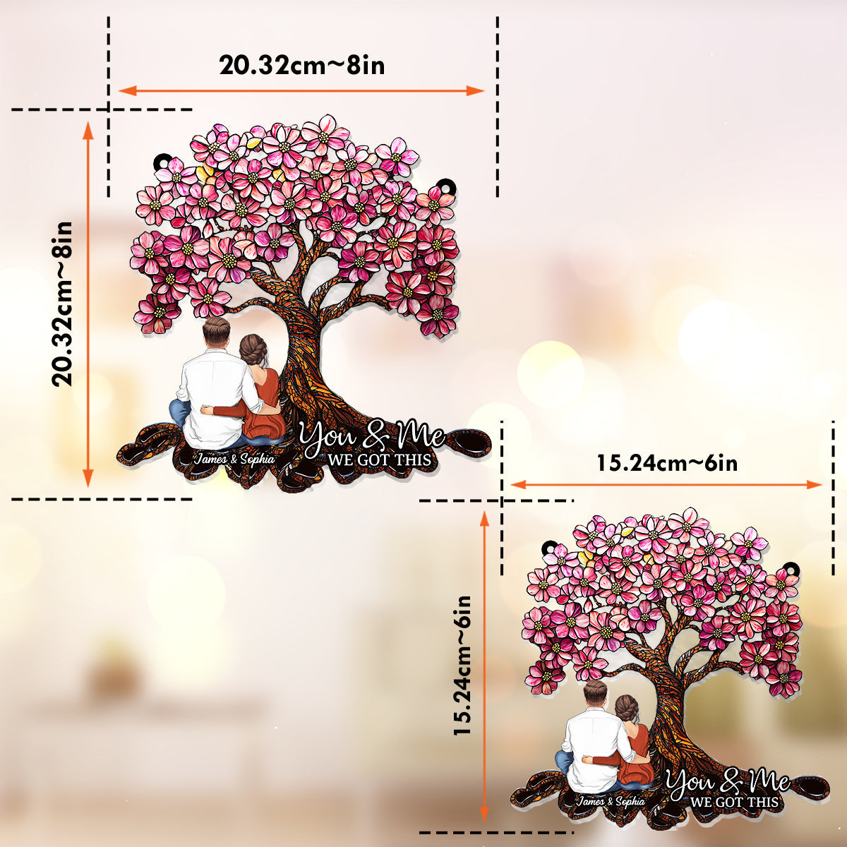 Du & Ich – Personalisierter Sonnenfänger für Paare – Fensterhänger 