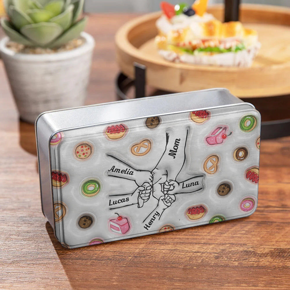 Kekse Mama hält Händchen - Personalisierte Keksdose für Mütter