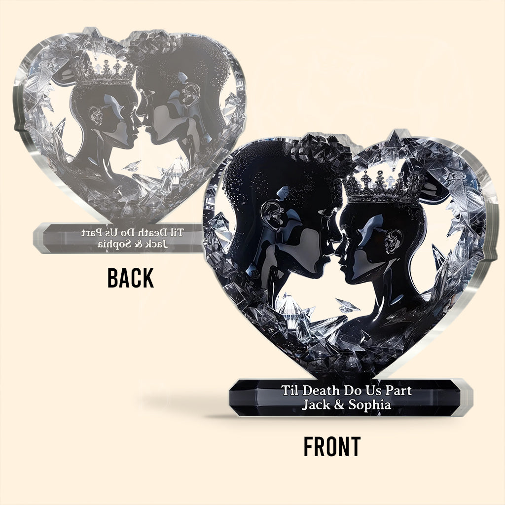 Bis dass der Tod uns scheidet – Personalisierte Acrylplakette in individueller Form für Paare