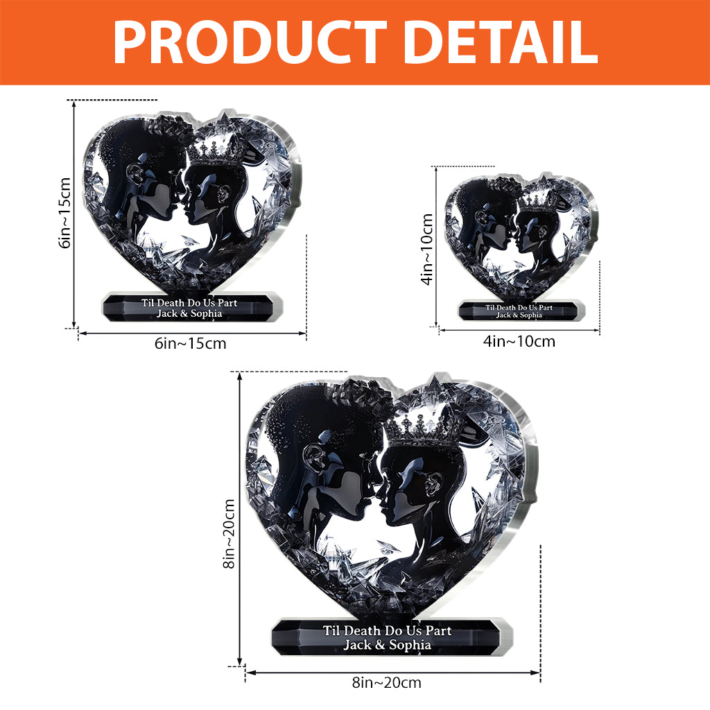 Bis dass der Tod uns scheidet – Personalisierte Acrylplakette in individueller Form für Paare