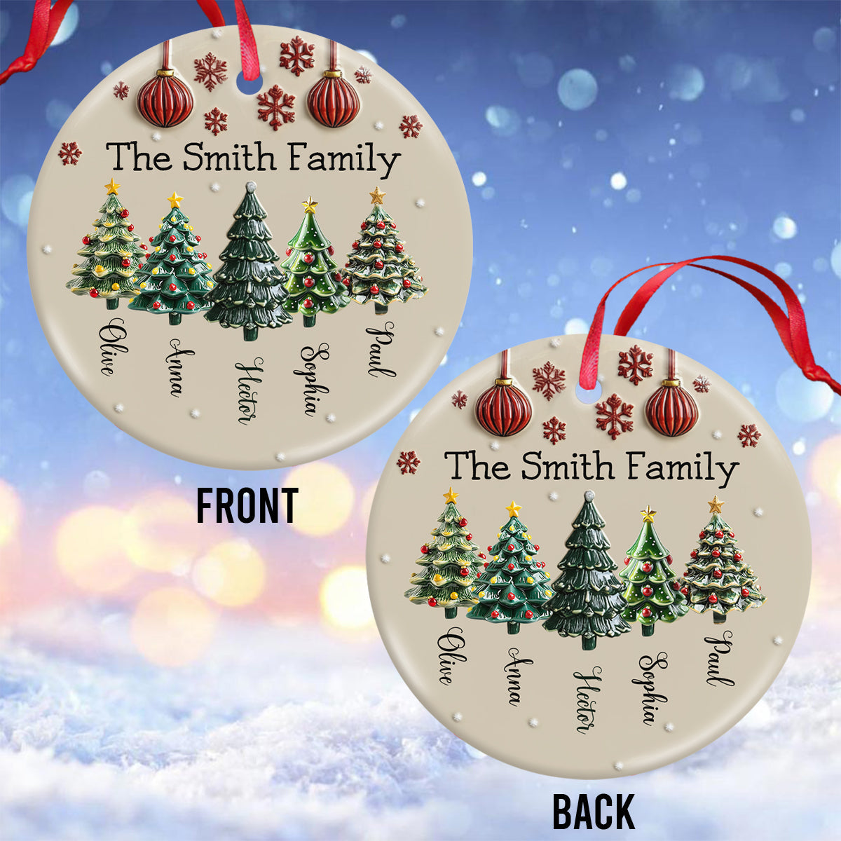 Family Tree - Personalized Family Ceramic Circle Ornament
