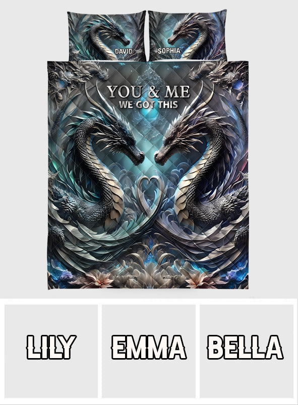 „Du und ich, wir schaffen das“ – personalisiertes Drachen-Bettwäscheset