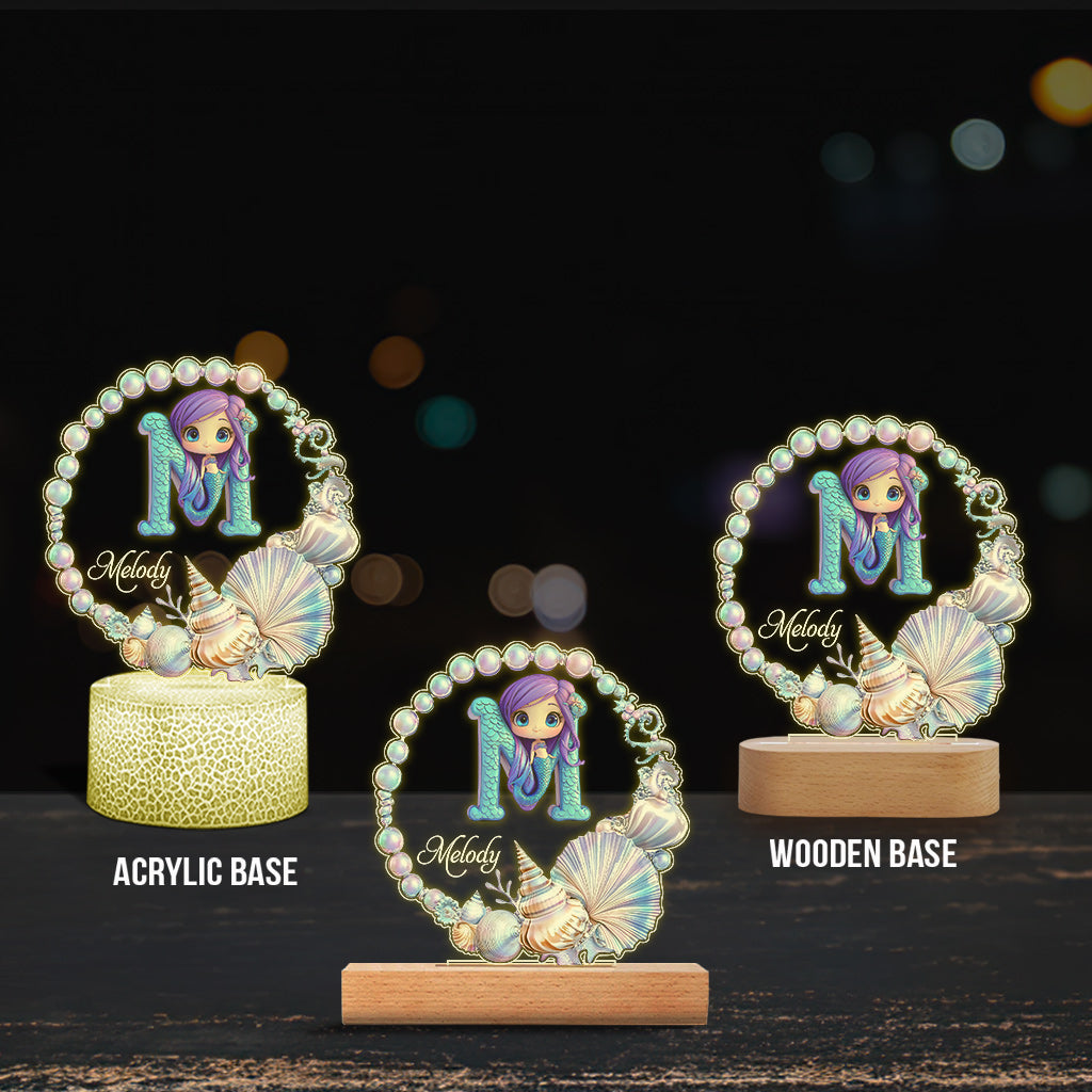 Ozeanperlenkranz Meerjungfrauenbuchstabe - Personalisierte kindgerechte Plakettenleuchte