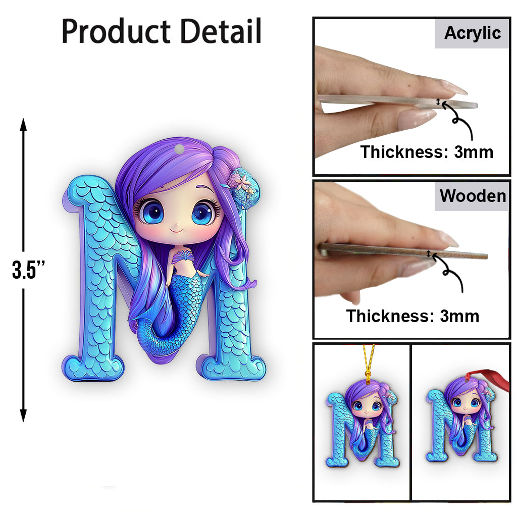 Beautiful Mermaid Letter Ornament - Personalized Kid Ornament