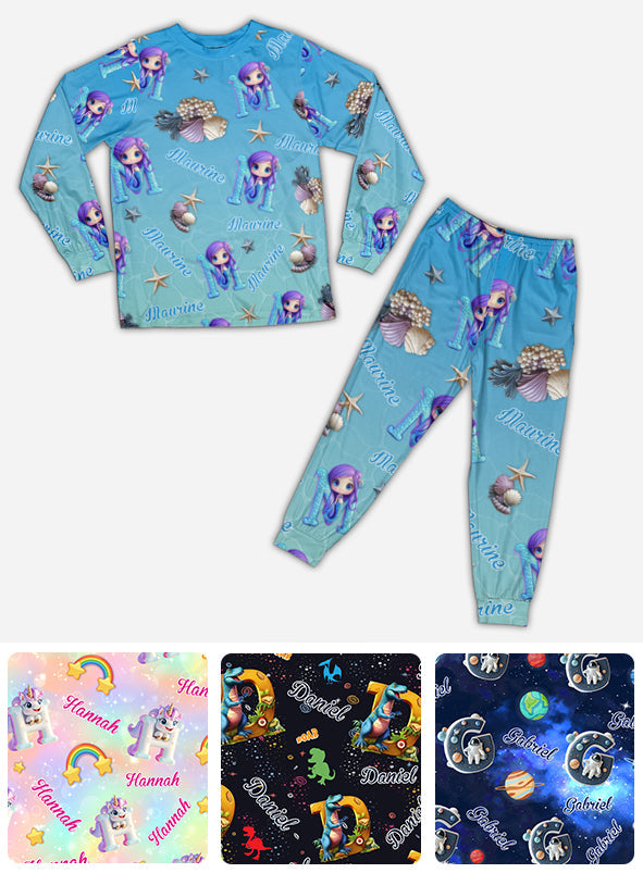 Beautiful Letter Gift For Grandkid - Personalized Kid Pajamas Set