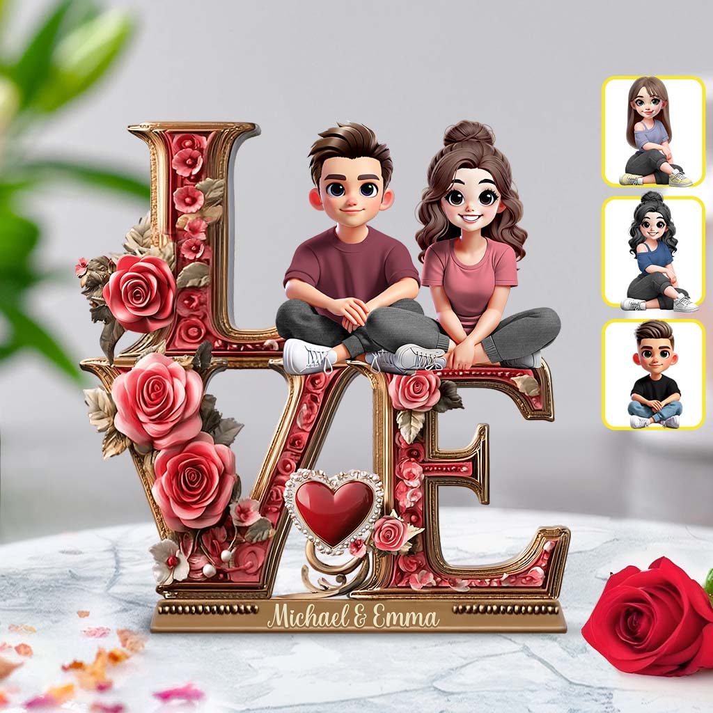 Liebe zwischen uns – Personalisierte Acrylplakette in individueller Pärchenform