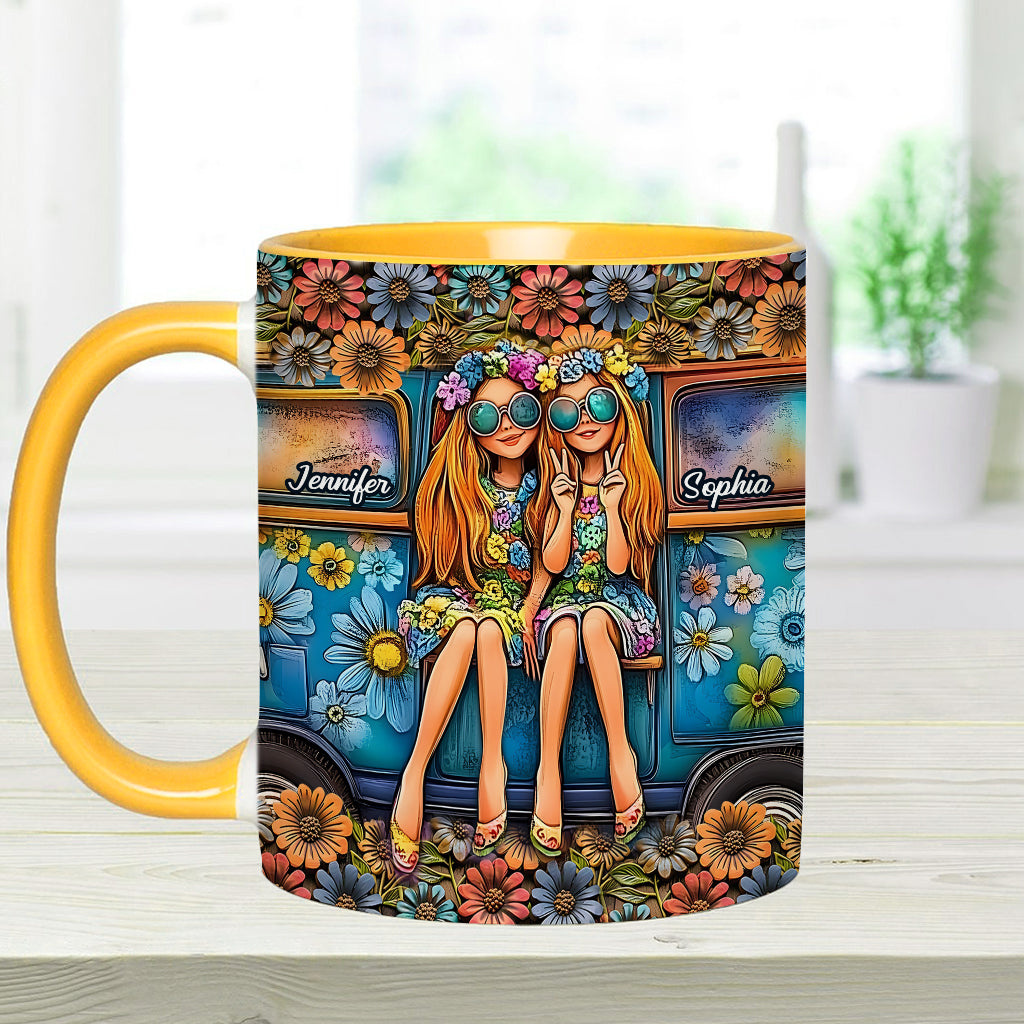 Soul Sisters Journey: Peace & Wanderlust - Personalized Hippie Accent Mug