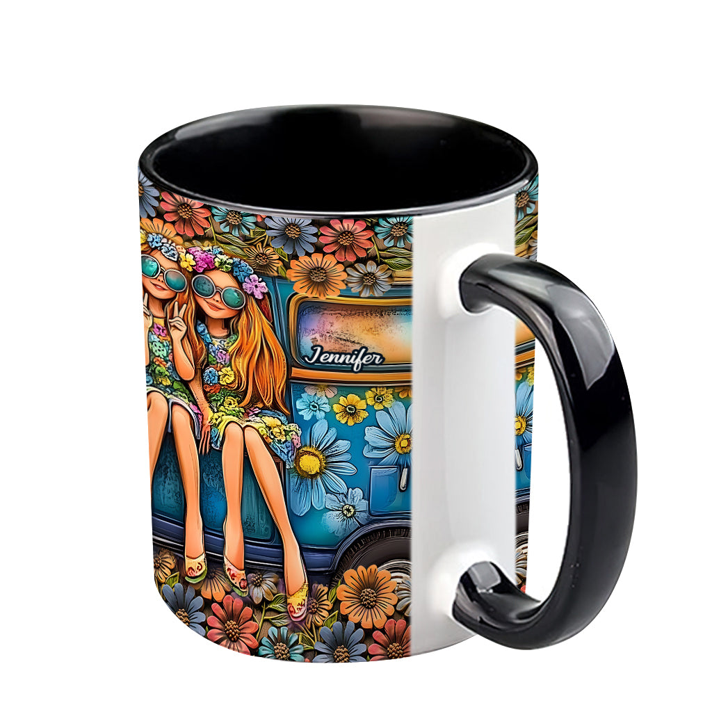 Soul Sisters Journey: Peace & Wanderlust - Personalized Hippie Accent Mug