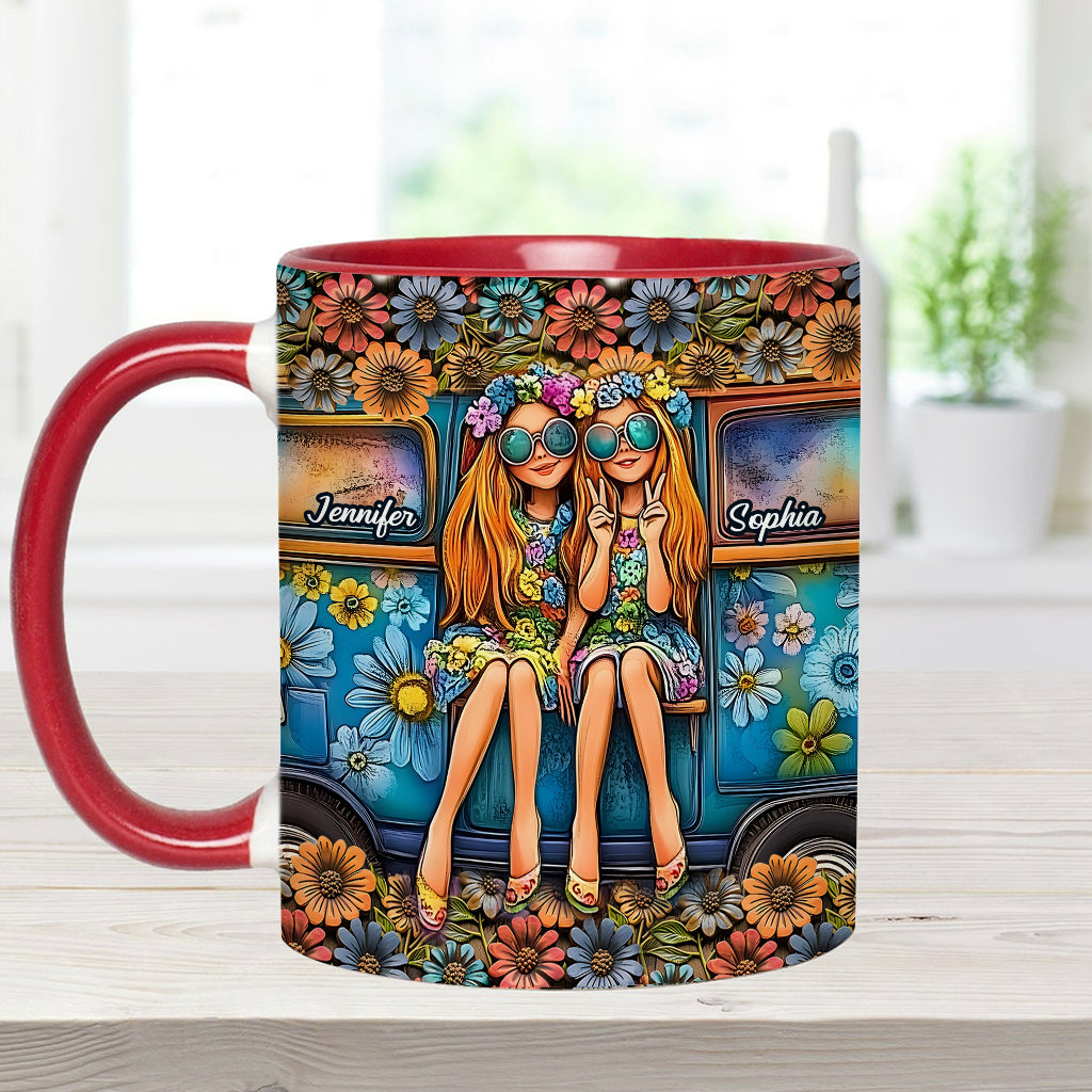 Soul Sisters Journey: Peace & Wanderlust - Personalized Hippie Accent Mug