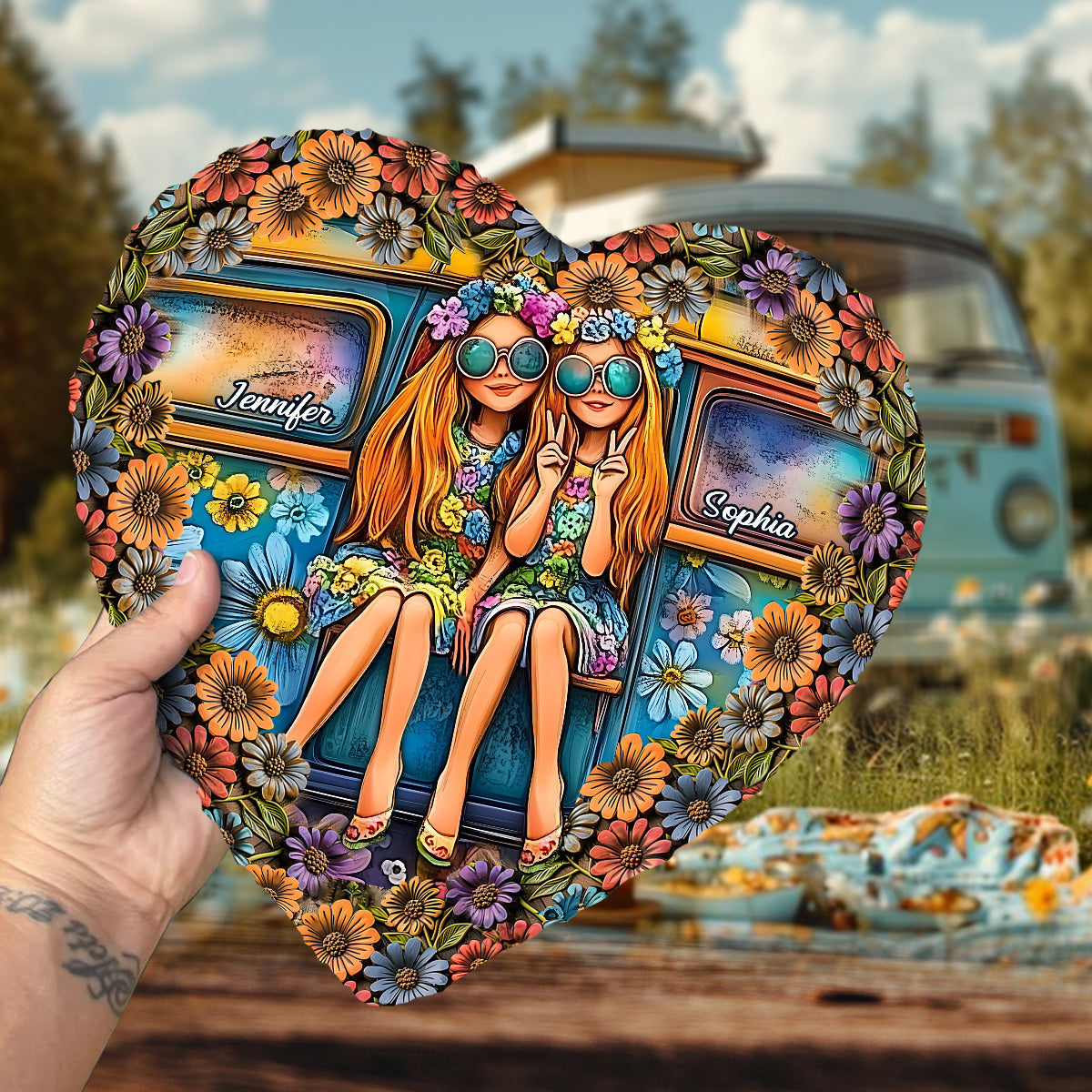Soul Sisters Journey: Frieden & Fernweh - Personalisierter Hippie-Herzstein
