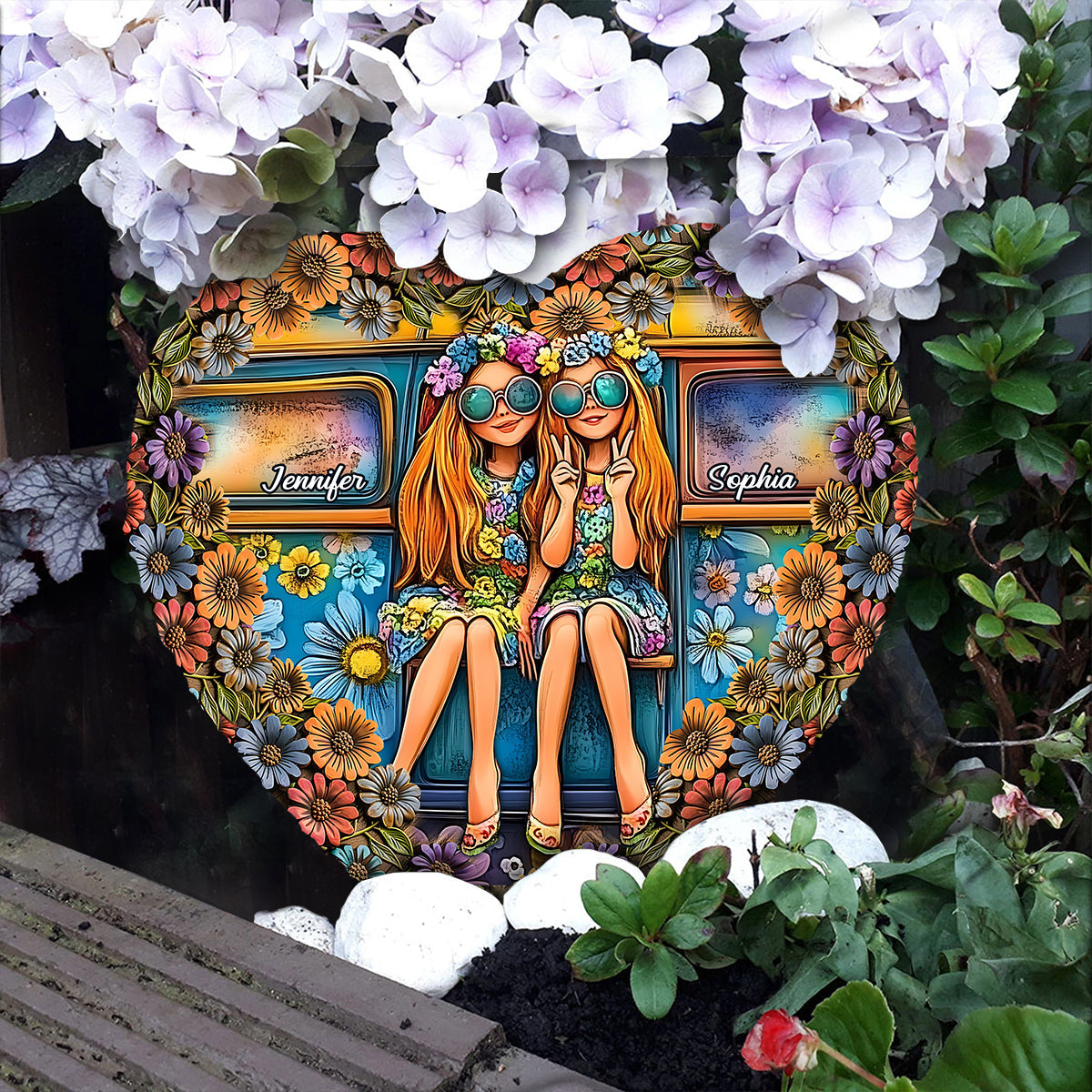 Soul Sisters Journey: Frieden & Fernweh - Personalisierter Hippie-Herzstein