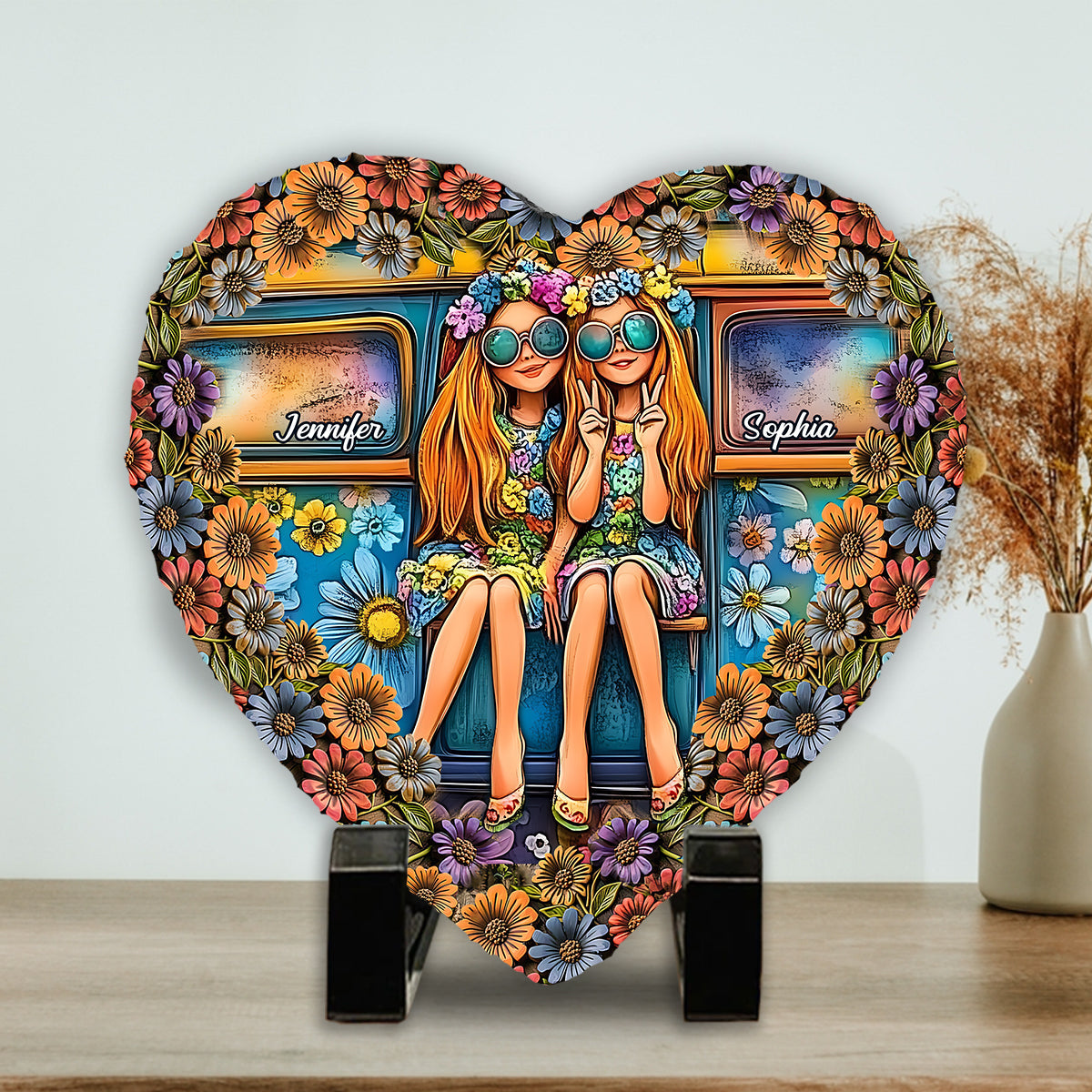 Soul Sisters Journey: Frieden & Fernweh - Personalisierter Hippie-Herzstein