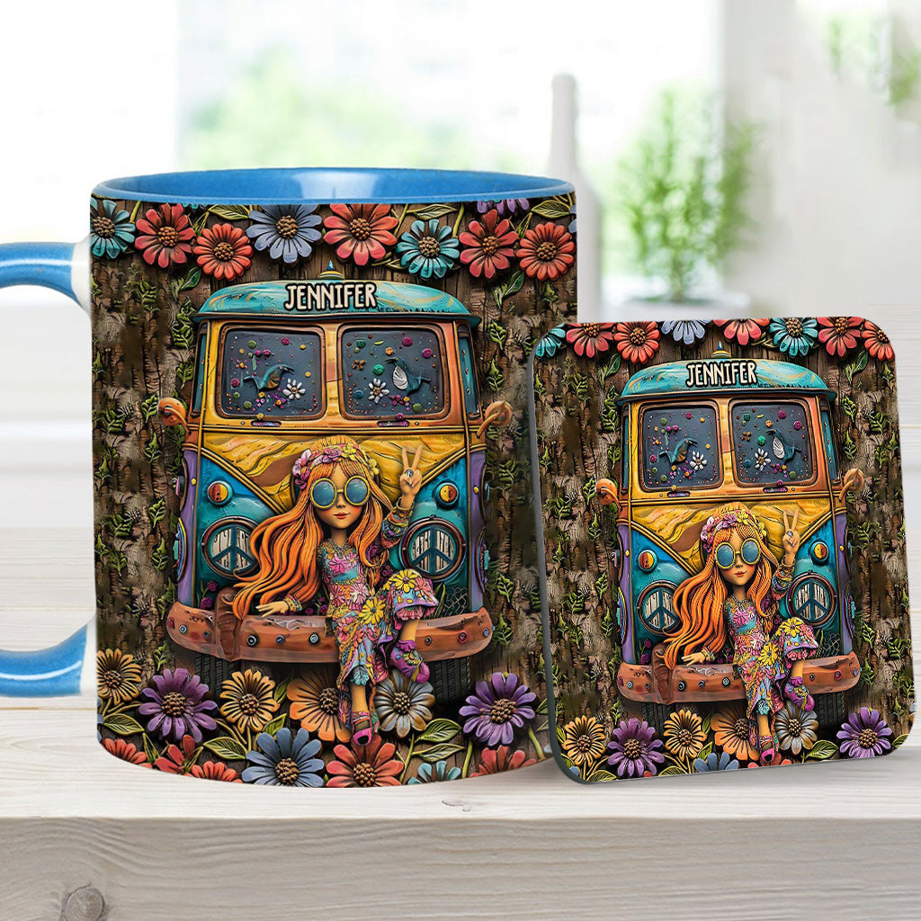 Fantastischer Wohnwagen – personalisierter Becher mit Hippie-Akzent