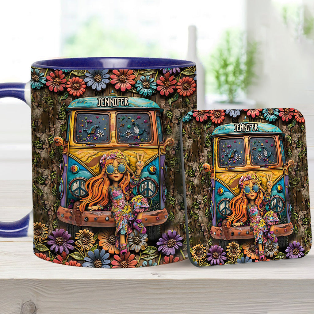 Fantastischer Wohnwagen – personalisierter Becher mit Hippie-Akzent
