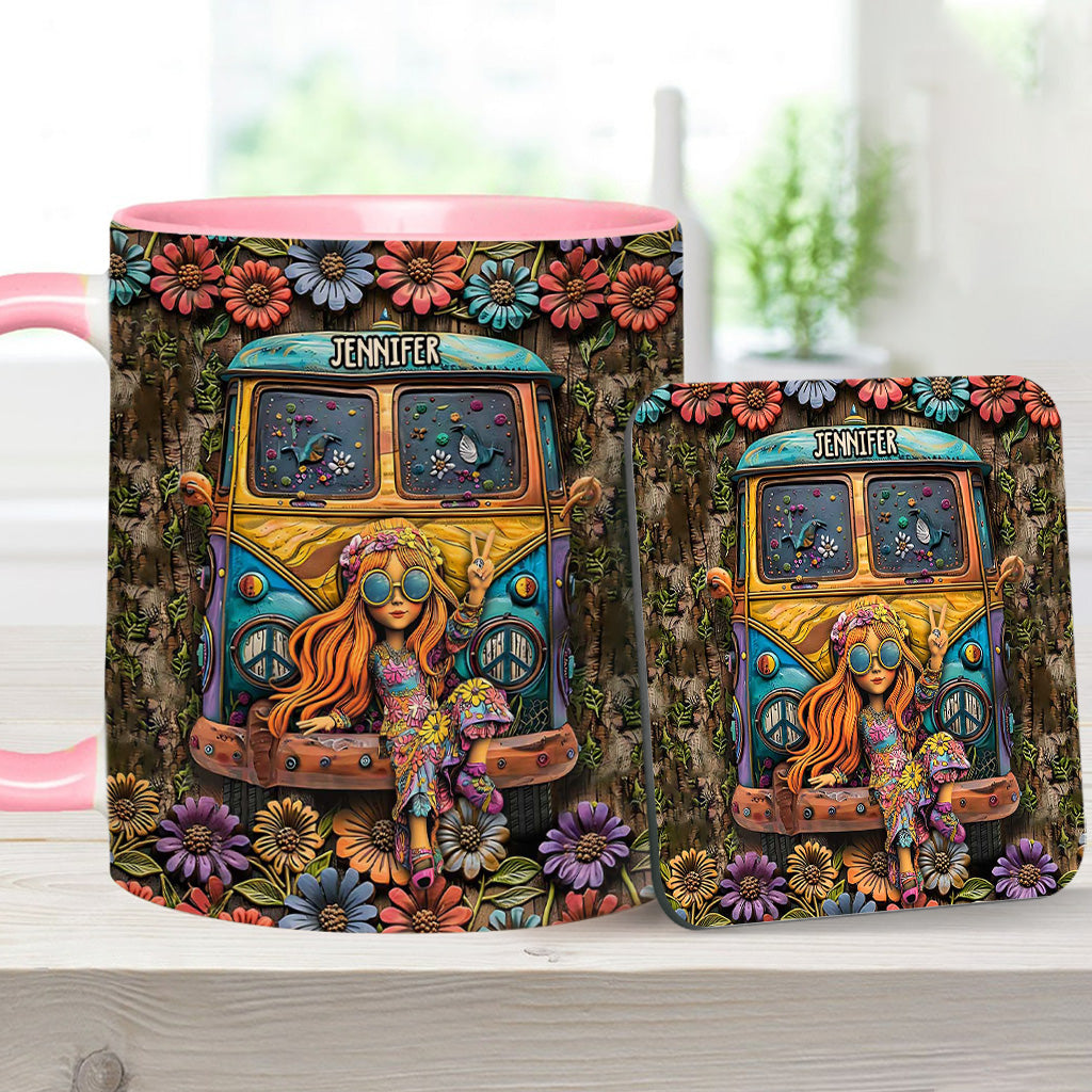Fantastischer Wohnwagen – personalisierter Becher mit Hippie-Akzent