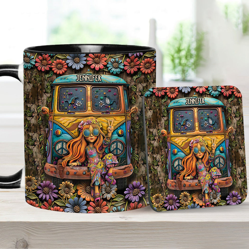 Fantastischer Wohnwagen – personalisierter Becher mit Hippie-Akzent
