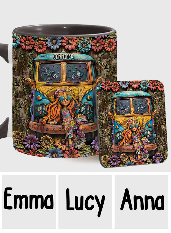 Fantastischer Wohnwagen – personalisierter Becher mit Hippie-Akzent