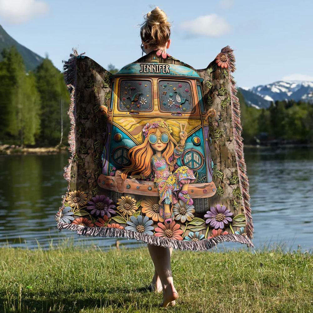 Hippie Lover - Personalized Hippie Woven Blanket