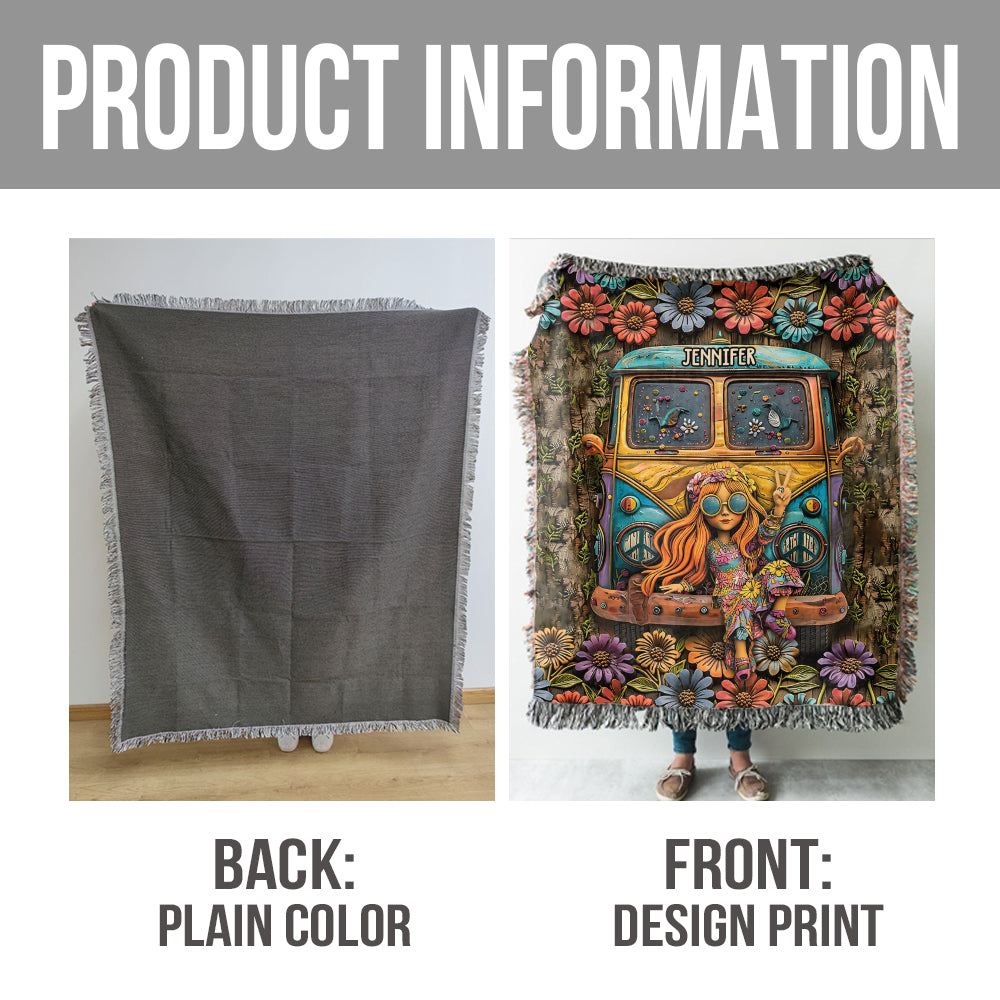 Hippie Lover - Personalized Hippie Woven Blanket