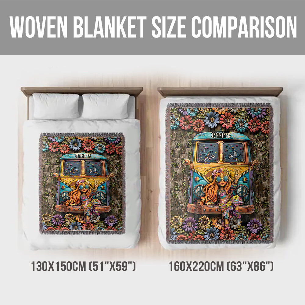 Hippie Lover - Personalized Hippie Woven Blanket