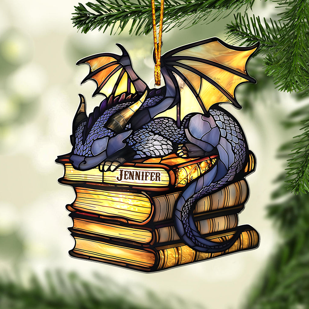 I'm Not A Book Worm I'm A Book Dragon - Personalized Book Custom Shaped Ornament