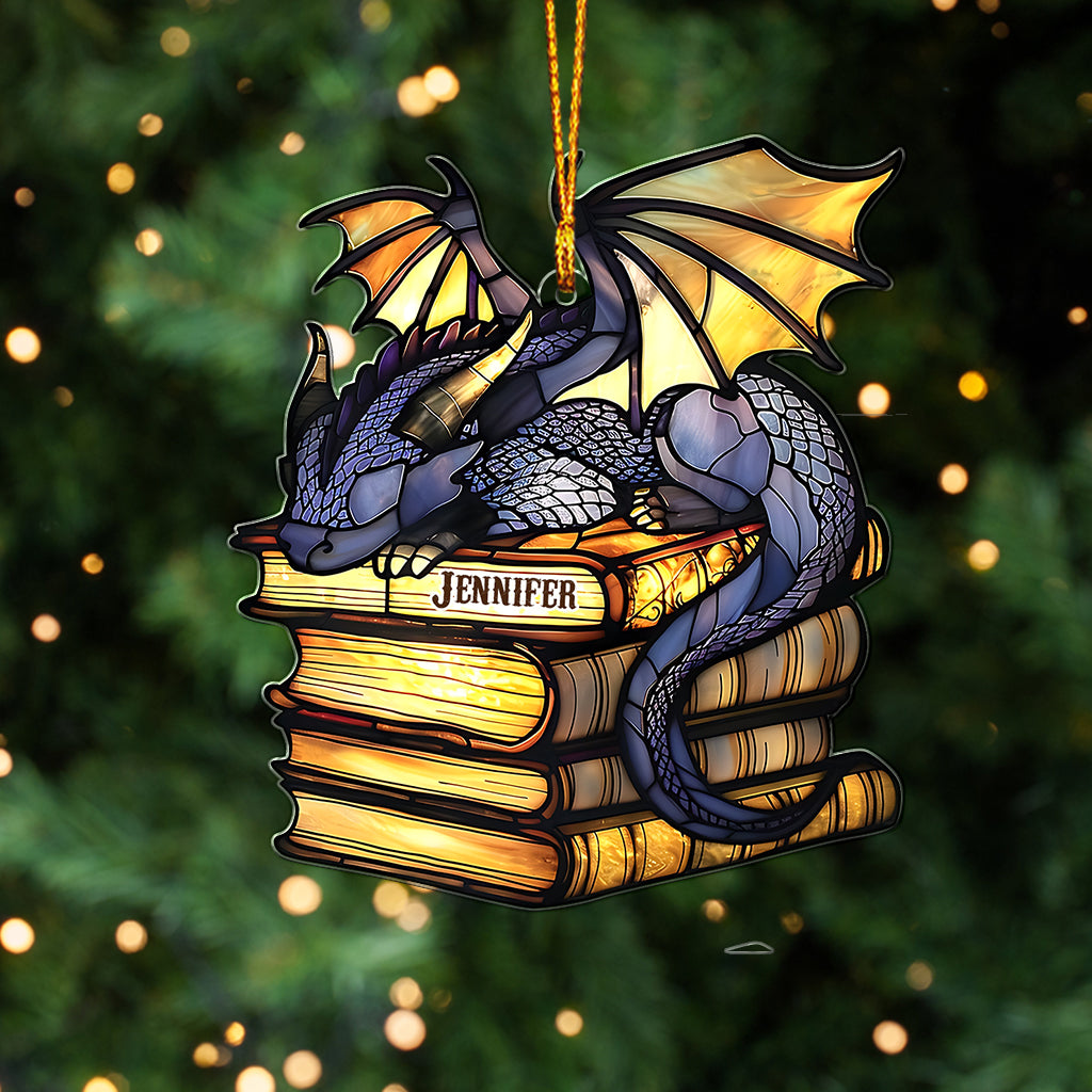 I'm Not A Book Worm I'm A Book Dragon - Personalized Book Custom Shaped Ornament