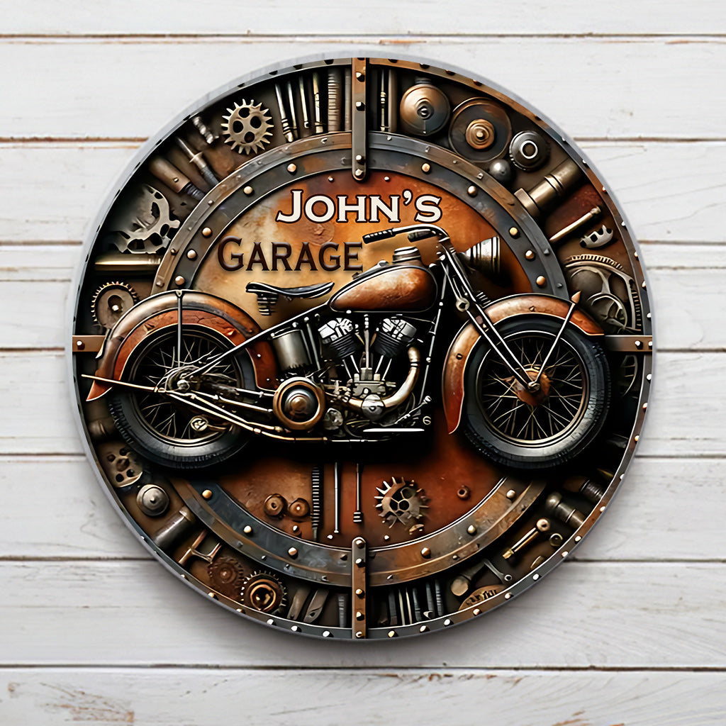 Awesome Biker - Personalized Biker Round Metal Sign