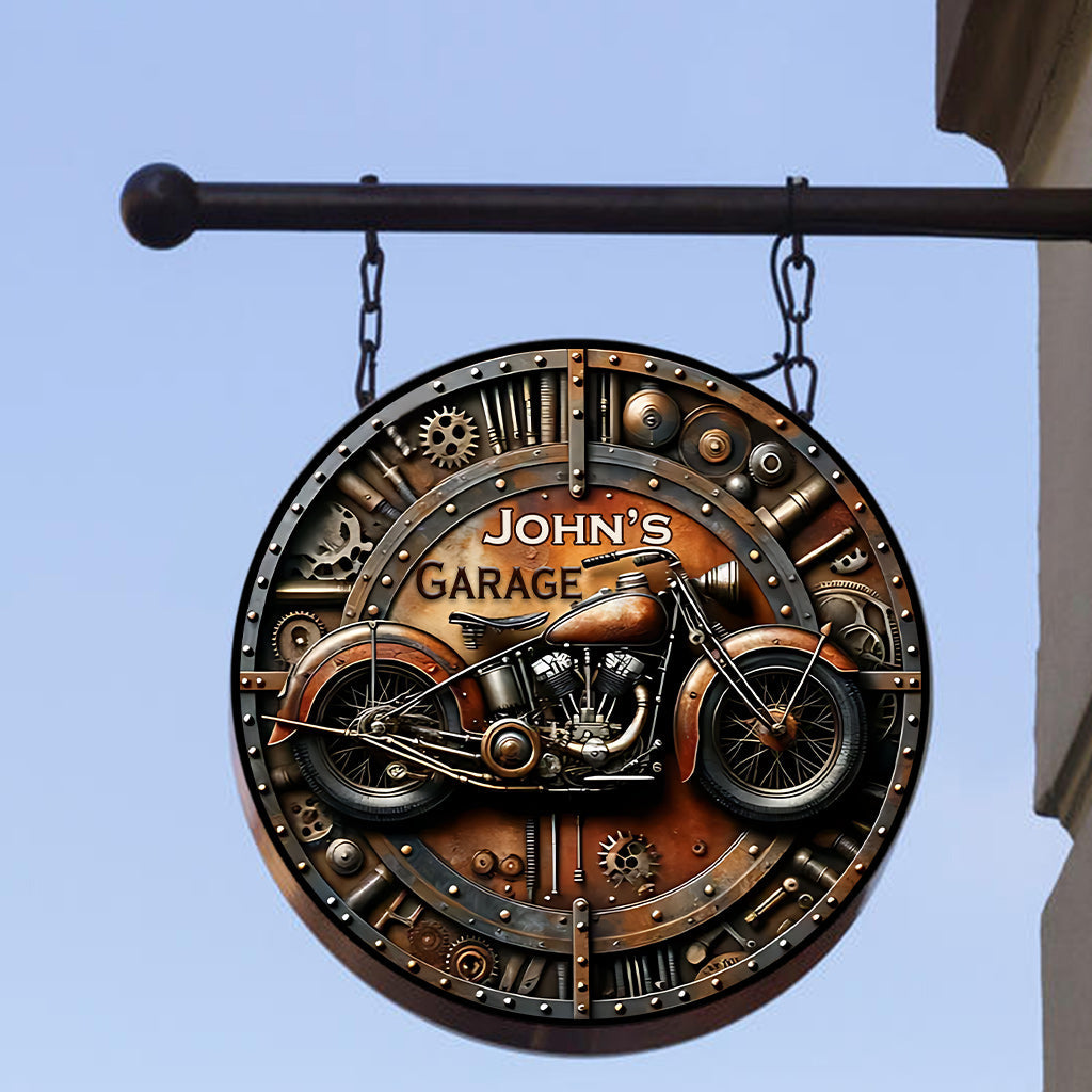 Awesome Biker - Personalized Biker Round Metal Sign