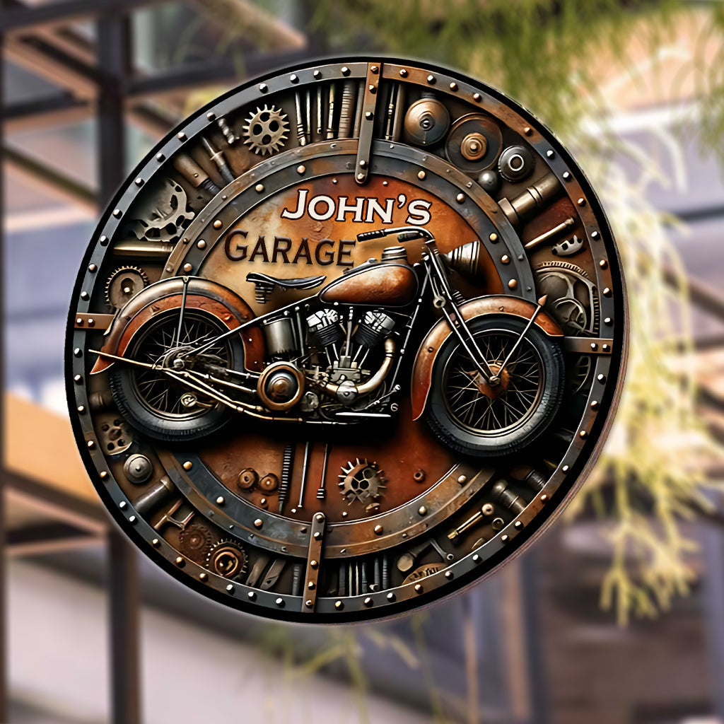 Awesome Biker - Personalized Biker Round Metal Sign