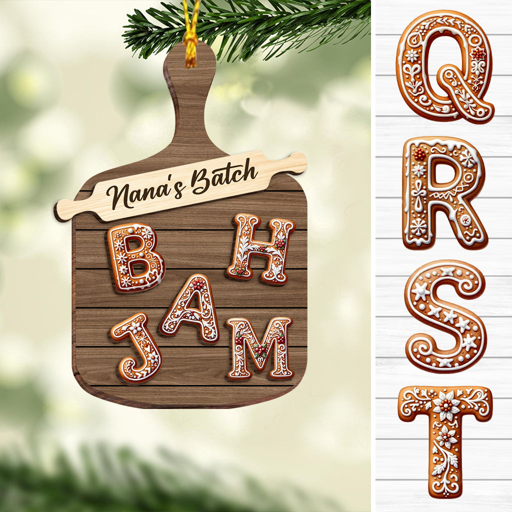 Lebkuchen-Alphabetbuchstabe – Personalisierter zweilagiger Holzornament für die Familie