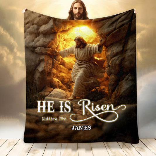 He Is Risen - Personalized Christian Blanket